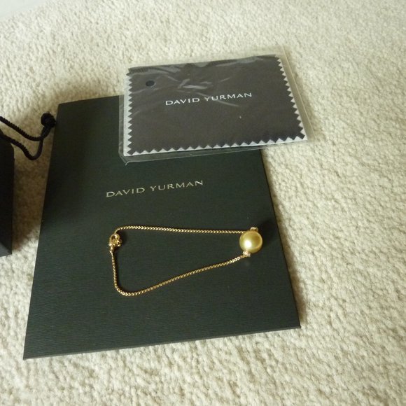 David Yurman Solari Single Station Bracelet 18K Gold South Sea Pearl w/ Diamonds - Picture 2 of 10